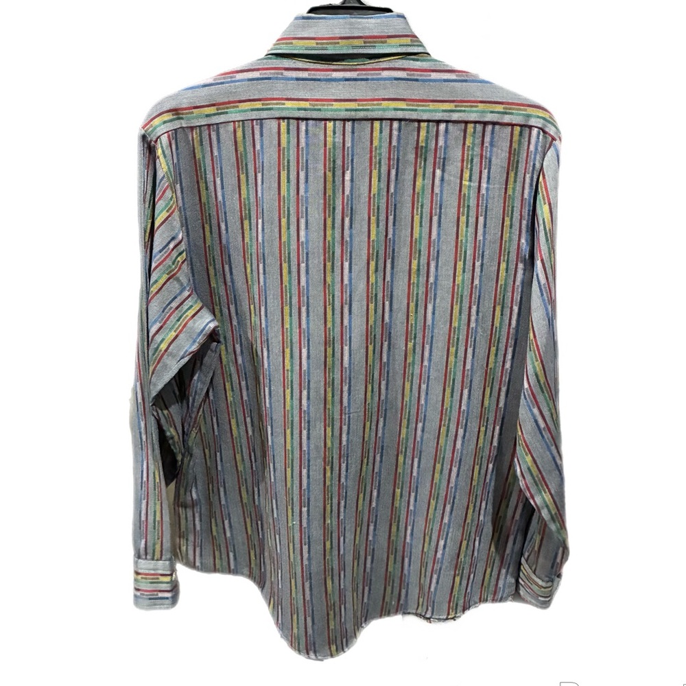 American Collection Candy Stripe Button-Up Shirt Multicolor Business Size Large View 3